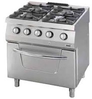 Commercial 4-Burner Gas Oven with Stainless Steel Body